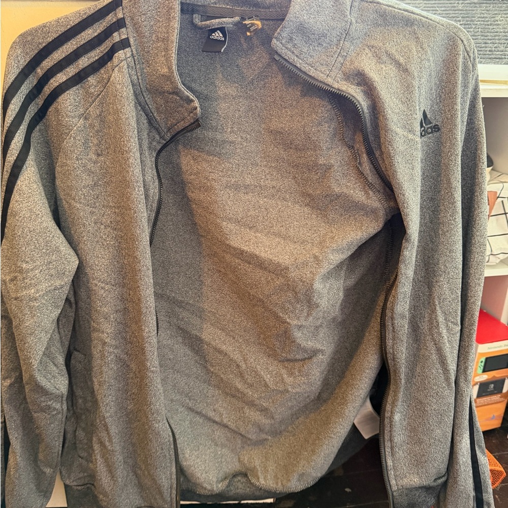 Adidas Heather Gray Zip-Up Jacket
